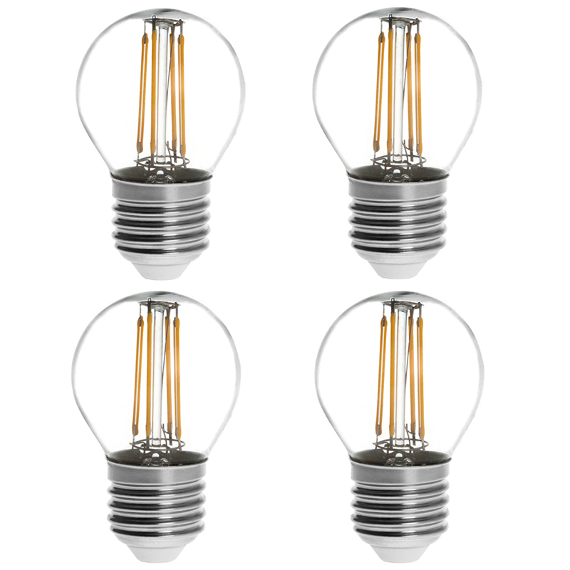 G16 E26/E27 4W LED Vintage Antique Filament Light Bulb, 40W Equivalent, 4-Pack, AC100-130V or 220-240V